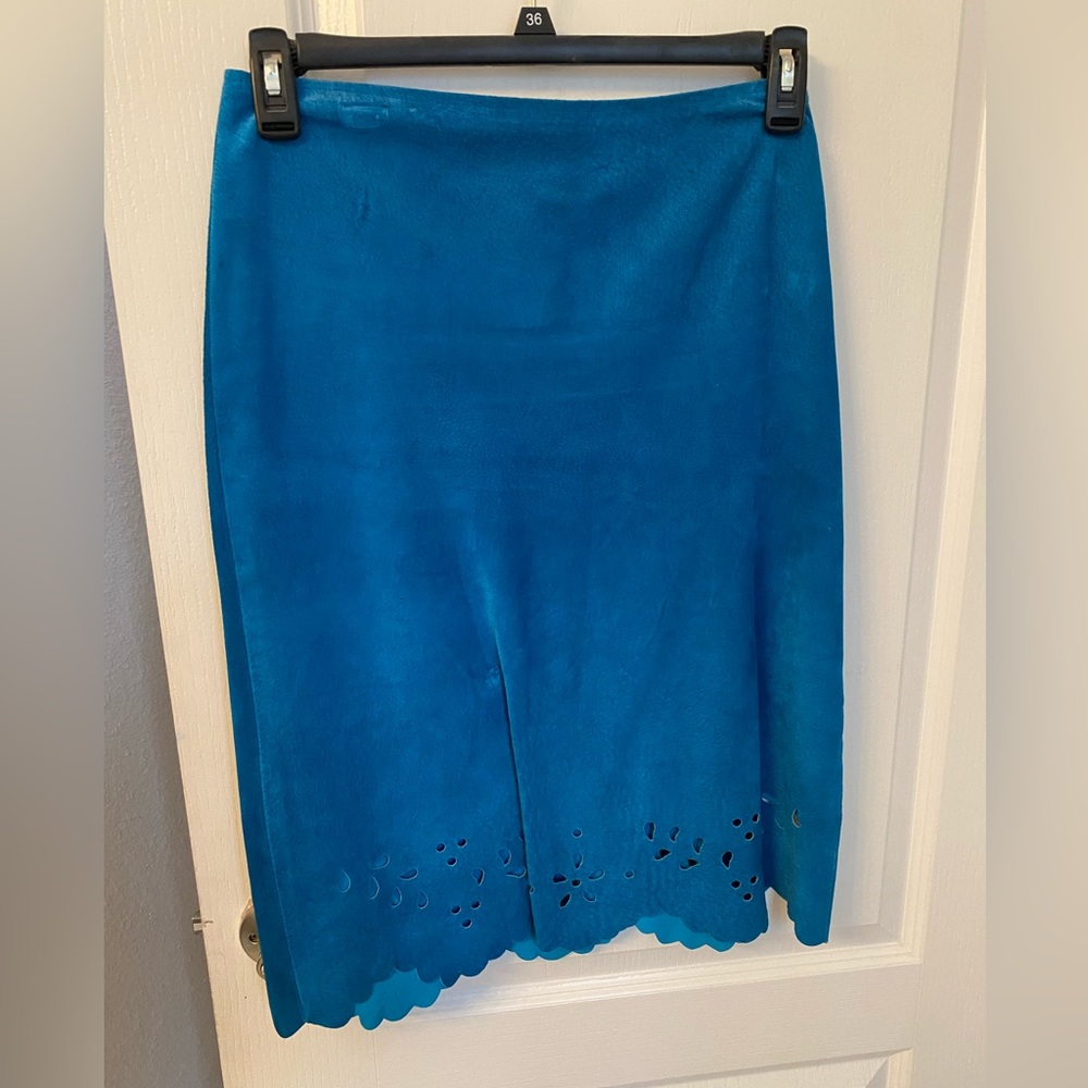 Teal Suade Pencil Skirt